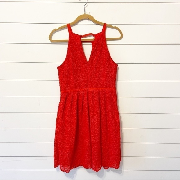 Adrianna Papell | Red Fit and Flare Lace Formal Dress Size 10 - Picture 2 of 12